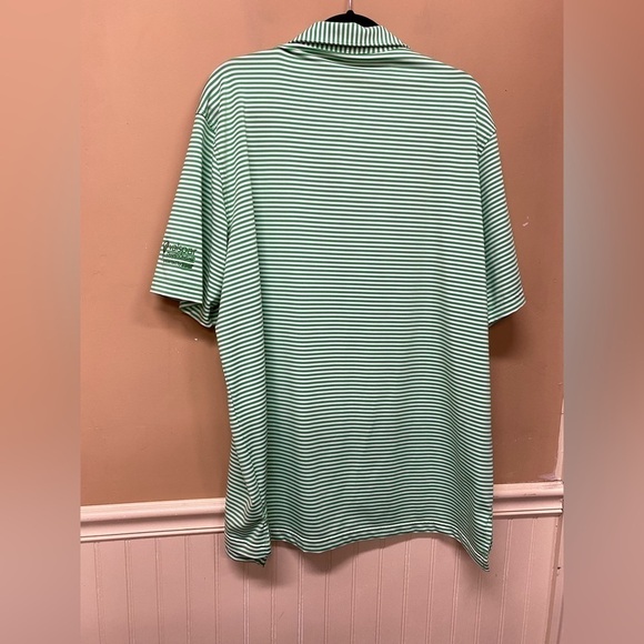 Peter Millar Summer Comfort Copperheads Valspar Green Striped Polo Shirt Size XL - Picture 2 of 7